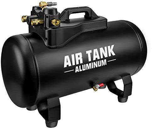 TC·BL Aluminum Portable Air Tank 10 Gallon Capacity with Pressure Gauge and 4pcs 1/4 NPT