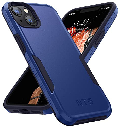 NTG compatible for iPhone 13 and iPhone 14 [2 Layer Structure][Military Grade Anti-Drop] Hard Slim iPhone 13 Phone Case,Shockproof Protective Phone Case for iPhone 14,Cobalt Blue