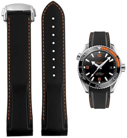 FOUUA Cinturino per Orologio Omega 22mm 20mm Silicone Morbido e Confortevole Impermeabile Chiusura Pieghevole Cinturino di Ricambio Cinturino per Orologio Omega Seamaster SpeedMaster De Ville Serie