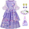 LCXYYY Isabela Madrigal Verkleidung Kostüm Cosplay Mirabel Isabela Lila Ballerina Kleid mit Girlande und Tasche für Mädchen Halloween Karneval Prinzessin Geburtstag Party Fancy Kleidung 3-9 Jahre