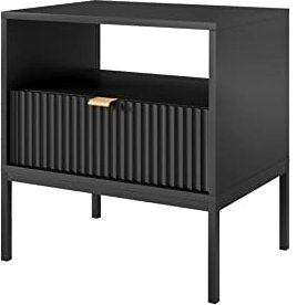 Furniture24 Nachttisch Nova S54 Nachtschrank mit Schublade Schwarz, 54x56x39