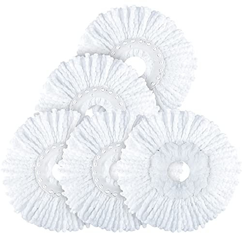Roud Mop Head for 360° Rotating Round Magic, 4 Pack Universal Spin Mop Replacement Head Refill ,Microfibre, White