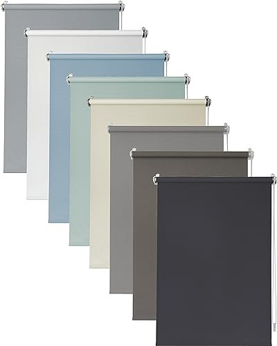 Deco4Me Thermo Verdunklungsrollo ohne Bohren (90 x 220 cm, Stahlgrau (Blackout)) - lichtundurchlässig & wärmeisolierend - Thermrollo, Abdunkelungsrollo, Klemmrollo Verdunkelung (Stoffbreite 86 cm)