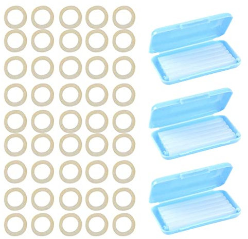 Elastische Zähne Gummiband, Elastic Teeth Gummiband 300 Stück, Kieferorthopädisches Wachs für Zahnspangen 3 Stück, Streifen Dentalwachs für Linderung von Reizungen und Schmerzen
