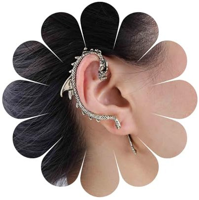 Yheakne Punk Drachen Manschette Wrap Ohrringe Gold Drachen Ohrclimber Ohrringe Tier Knorpel Ohr Crawler Ohrringe Gothic Clip Auf Wrap Ohrringe Schmuck Für Frauen Und Mädchen (Gold)