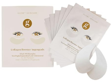 Glow25® Kollagen Augenpads [6 Sachets] mit 18 Highlight-Wirkstoffen - Eye Pads mit Hyaluronsäure - Aktiviert Kollagenbildung - frei von Silikonen, Parabenen