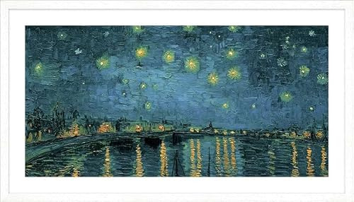 ART PRINT CAFE' Quadro Vincent van Gogh, La notte stellata | Stampa d’arte con cornice bianca.