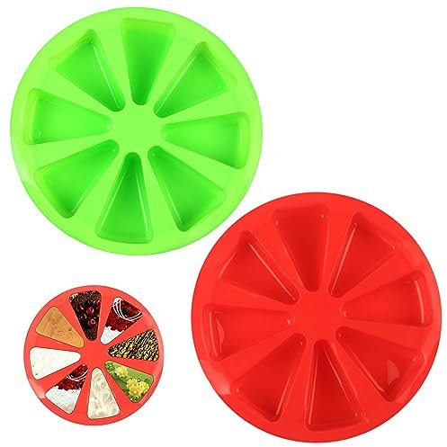 Aoyfuwell Silicone Baking Moulds, 2 Pcs 8 Triangle Cavity Triangle Pizza Slice Cake Moulds, Non Stick
