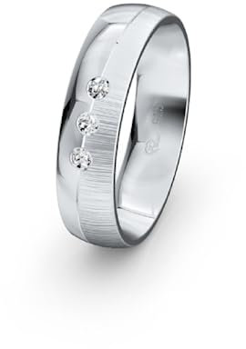 JC Trauringe 925 Sterling Silber Einzelring Ehering I Wedding Rings | Verlobungs-ring | Partnerring günstig mit Gravur in edler Schatulle 1 Hochzeitsring Damenring mit Steinen S052-S-DR