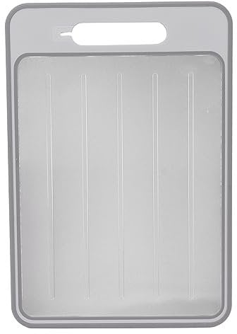 Defrosting Tray Cutting Board, Double Sided Chopping Board Thawing Plate with Sharpener for Defrost and Thaw Meat and Food 12.3x8.3in (Grey)