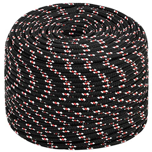 Fune per barca, colore nero, 10 mm, 25 m, in polipropilene