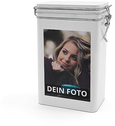 PhotoFancy® - Personalisierte Kaffeedose mit Foto bedrucken lassen - Vorratsdose für Kaffee mit eigenem Motiv gestalten - Farbe (Weiß)