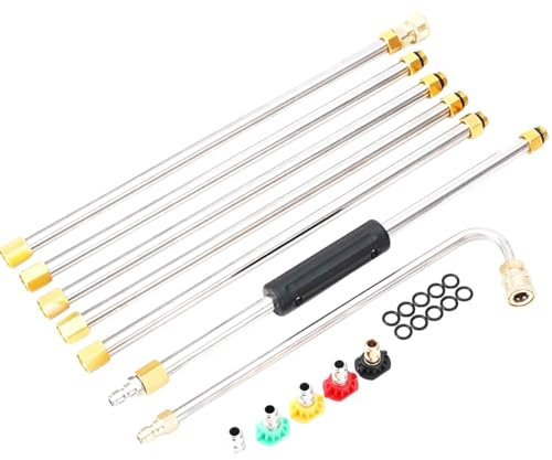 SUDEG Pressure Washer Extension Wand,4000 PSI Gutter Cleaning Tools Extension Wand, Power Washer Replacement Lance with 5 Spray Nozzle Tips, 1/4 Quick Connect