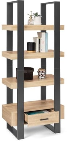 IDMarket - 4-Ebenen-Regal mit Schublade Phoenix Holz und Schwarz