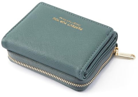 ANYWN Geldbörse Damen klein, Geldbeutel Damen klein, kleines Portemonnaie Damen, Geldtasche klein Damen mit Große Kapazität, Elegante und Süße Damen Geldbeutel mit Großes Münzfach Graublau