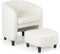 RELAX4LIFE Relaxsessel mit Hocker, Loungesessel mit Ottomane & Rückenlehne, Fernsehsessel mit Fußstütze, Ohrensessel Teddystoff, Gepolsterter Sessel für Wohnzimmer Schlafzimmer (Beige)