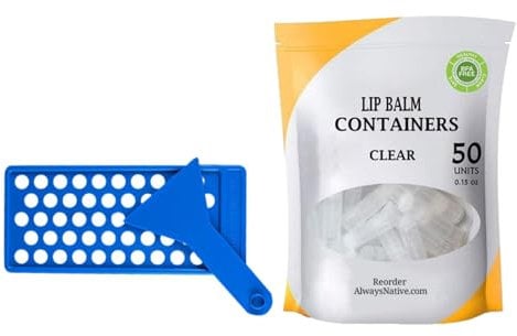 Generic Lip Balm Containers, 50 Pcs Clear Lip Balm Tubes with Caps, Diy Cosmetic Making Kits, Lip Balm Filling Tubes With Tray And Spatula, 100% BPA Free Containers For Cosmetics Lip Balms Lipsticks