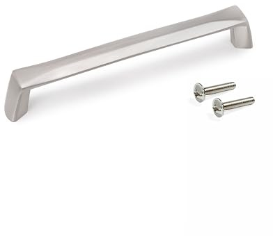 Emuca - Lot von 10 Möbelgriffe, L142mm, 128mm Achsenabstand, Zamak, Nickel satiniert