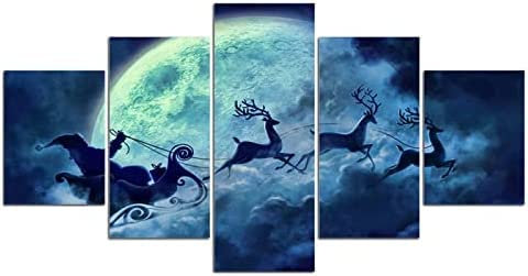 Bilder Weihnachtstier Elch Wandbild 100 X 50 Cm Leinwandbild 5 Tlg Kunstdruck Modern Wandbilder Xxl Wanddekoration Design Wandkunst 5 Stücke Leinwand Wohnzimmer Dekoration -2B5Q/G0T-1Q1N2D8D7N6W3Y2D9G