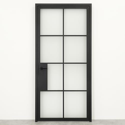 SEART Innentüren mit zarge Türdrücker Innentüren Glas Akron - Innentüren komplettset (Milchglas, rechts) 80x200 cm