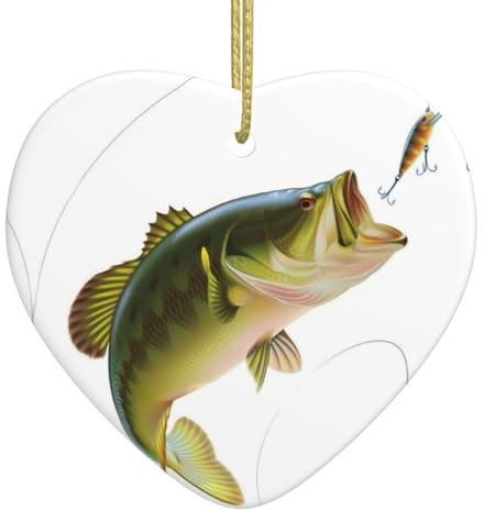 Köder mit Angelschnur, essende kleine Fische aus Keramik, Liebesanhänger, Weihnachtsdekoration, hängende Baumschmuck, Heimdekoration