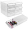 6 Pack Desktop Storage Box Organizer Drawer, Small Plastic Drawer Organizer Stackable Bins with Clear Dividers and Tag, Free Combination Compact Rack for Jewelry Craft Cosmetics(White)