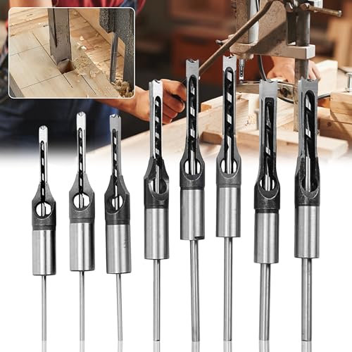 Set di 8 Punte per Trapano Quadrate per La Lavorazione Del Legno, Scalpelli per Legno, Punte per Trapano a Foro Quadrato Fai Da Te, 6mm 6,4mm 8mm 9,5mm 11mm 12,7mm 14mm 16mm-Falegnameria Utensili