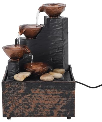 Fontaine d'eau USB de Table, Décoration Feng Shui, Ornement d'eau Courante avec Lumières LED, pour Salon