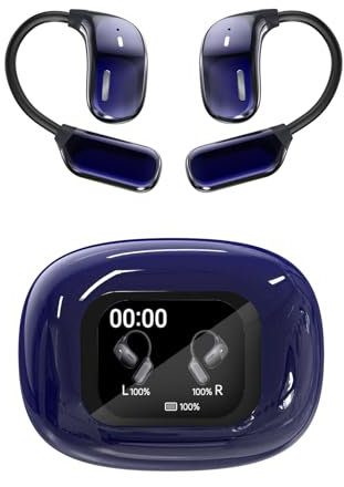 Wireless Open Ear Touch Screen Sports Bluetooth Earphones Over Ear Running Earbuds with Ear Hooks Gym Headphones Wireless Bluetooth Smart Hook Ear Buds with Screen On Case for iPhone Android Runners