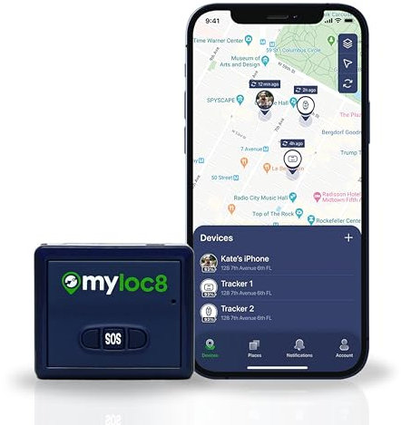 GPS Tracker by Myloc8 – Universal GPS Tracker for Vehicles, Kids, and Luggage, Car Tracking Device, 4G LTE, Real-Time Updates for Trucks, Trailers, Bikes, Hidden with Magnet, Subscription Required