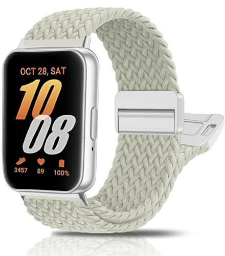 chinbersky Geflochten Armbänder Kompatibel mit Galaxy Fit 3 Armband, Magnet Verschluss Stoff Elastische Nylon Loop Ersatzarmband für Samsung Fit 3 SM-R390 Herren Damen