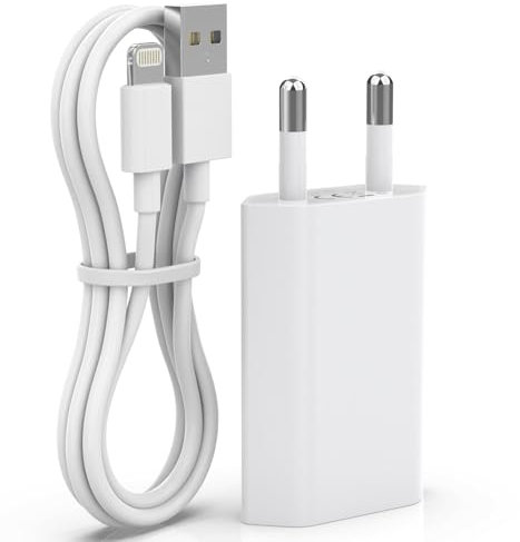 [MFi Certified] 5V/1A iPhone Ladegerät, USB A auf Lightning Kabel, Slim Ladestecker Netzteil Adapter für iPhone 14/13/12/11/XR/8, Apple Samsung Smartphone Charger Bluetooth Kopfhörer mit Ladekabel 2M