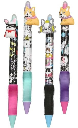 sarcia.eu Hund-Kugelschreiber mit Radiergummi, Gel, automatisch, BLAUE TINTE, löschbar, 0,5 mm, 1 Stück (A)