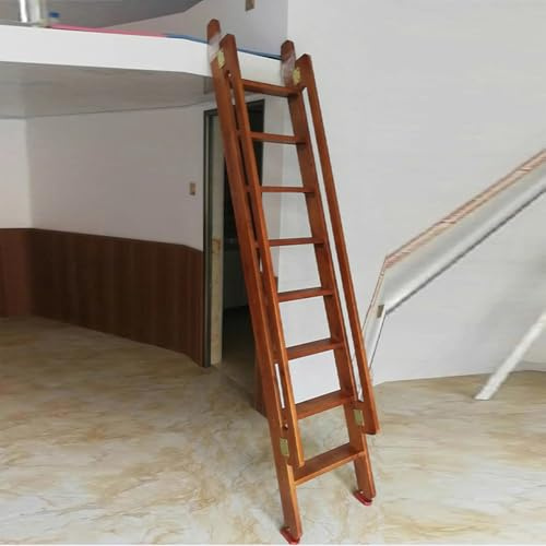 Brown Bunk Bed Replacement Wooden Ladder with Wide Pedals 4/5/ 6/7/ 8 Steps, Double Deck Bed Ladder for Kids Bedroom & Lift Bed & Camping(Brown,4Steps-125cm(49 1/5))