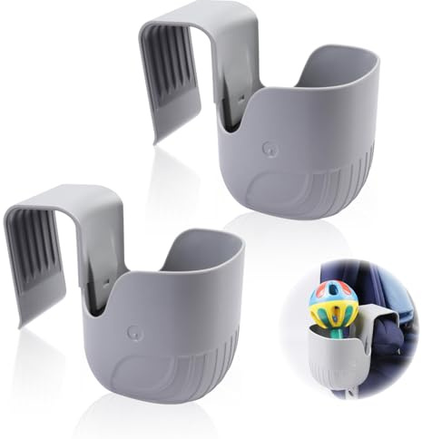 Getränkehalter Kindersitz, 2 Stück Rollstuhl Becherhalter Autositz Flaschenhalter für Autositzbecher Universal Becherhalter für Rollstühle Kompatibel mit Den Meisten Autositzmodellen Grau