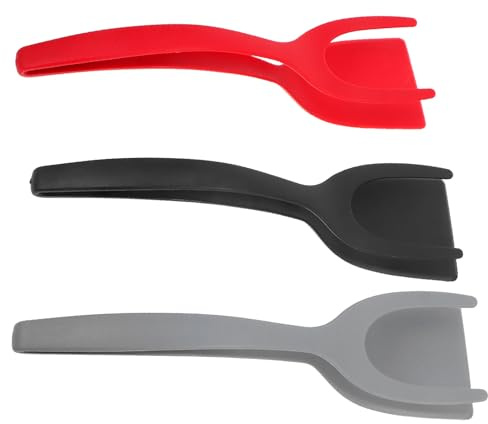 iplusmile 3 pièces Pince Spatule pour Barbecue Multifonction Ustensile Cuisine Professionnel Résistant Poignée Isolante Anti-brûlure pour Retourner Steak Œufs et Poisson