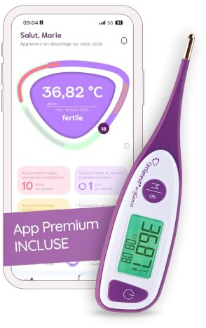 cyclotest mySense Flex Basalthermometer mit Bluetooth & Zyklus-App – digitales Basalthermometer für NFP, Zyklustracking & Kinderwunsch inkl. 3 Monate Premium App