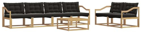 vidaXL Outdoor-Sofagarnitur 7 pcs Weiß und Schwarz 79 x 79 x 37 cm, Garten, modernes Outdoor-Sofa, Terrassen-Lounge-Set, Bequeme Sitzmöbel für gemütliche Abende