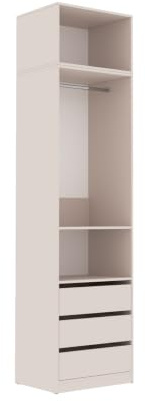 Marmex Meble Offener Begehbarer Kleiderschrank TRES 04NC 60 x 246 x 51 cm, mit Kleiderstange 3 Schubladen Modern Cashmere