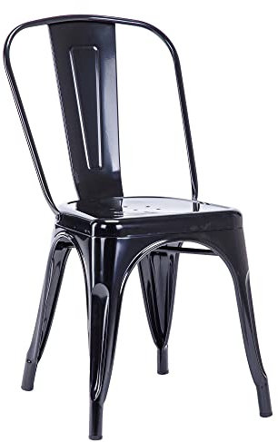 Duhome Metallstuhl Bistrostuhl aus Eisen Esszimmerstuhl mit Rückenlehne, Stapelbare Küchenstühle, Schwarz
