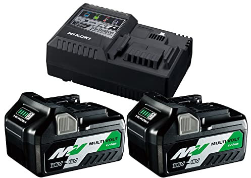HiKOKI Booster Pack BSL36A18 (2x 18V 5.0 Ah / 36V 2.5 Ah Akku, Ladegerät, Li-Ion, 4-Stufen-LED Ladestandskontrolle, 32 min Ladezeit)