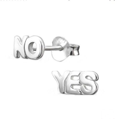 FIVE-D Ohrringe Yes No aus 925 Sterling Silber (Silber)