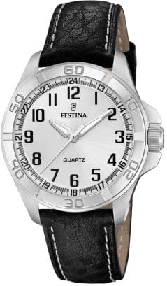 Festina Reloj Hombre F20444/3 Special Prices Caja de Acero Inoxidable 316l Gris Plata Correa de Cuero Negro