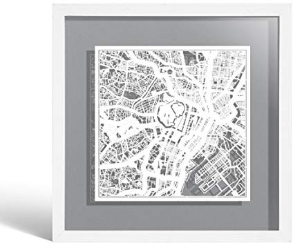 O3 DESIGN STUDIO - Marco de Papel para mapas, 22,8 x 22,8 cm, en Caja de Regalo, Fondo, autocambiante, Arte de Papel, White Map White Frame, Tokyo