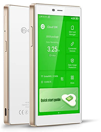 GlocalMe G4Pro 4G LTE Mobile WiFi Hotspot, No SIM Required, With 1GB Global Data, 5 Touchscreen, Connects 10 Devices, Portable WiFi Router for Travel in 200+ Countries