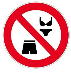 Aufkleber für Türschild, Badeanzug, verboten