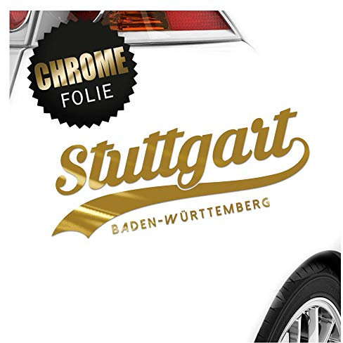 Kiwistar - Autoaufkleber - Stuttgart Baden-Württemberg - Goldchrom - 20x7cm - Aufkleber für Auto, Laptop, Fahrrad, LKW, Motorrad mehrfarbig JDM Decal Racing