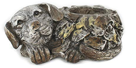 DARO DEKO Tier Figur in Stein-Optik Hund mit Blumen-Topf 32 x 20cm