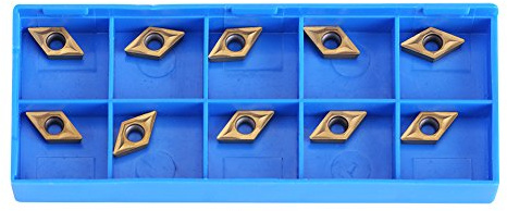 Yosoo Health Gear 10 Pièces Plaquettes de Tournage CNC Carbure DCMT070204 | Inserts de coupe diamant 55° pour acier inoxydable, Affûtage semi-finition ébauche, Usinage sur tour métal, 13 x 7 x 2