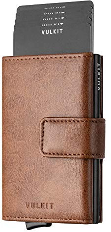 VULKIT Porte Carte de Crédit Portefeuille en Cuir Porte Carte Bancaire Porte-Cartes en Aluminium avec 3 Emplacements for Cartes & Billets